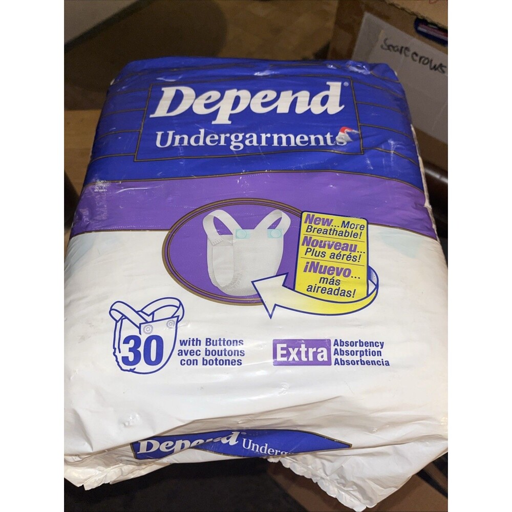 Vintage Depend Undergarments 30 Diapers Up To 65” Leakage Barrier 90s NOS 1996